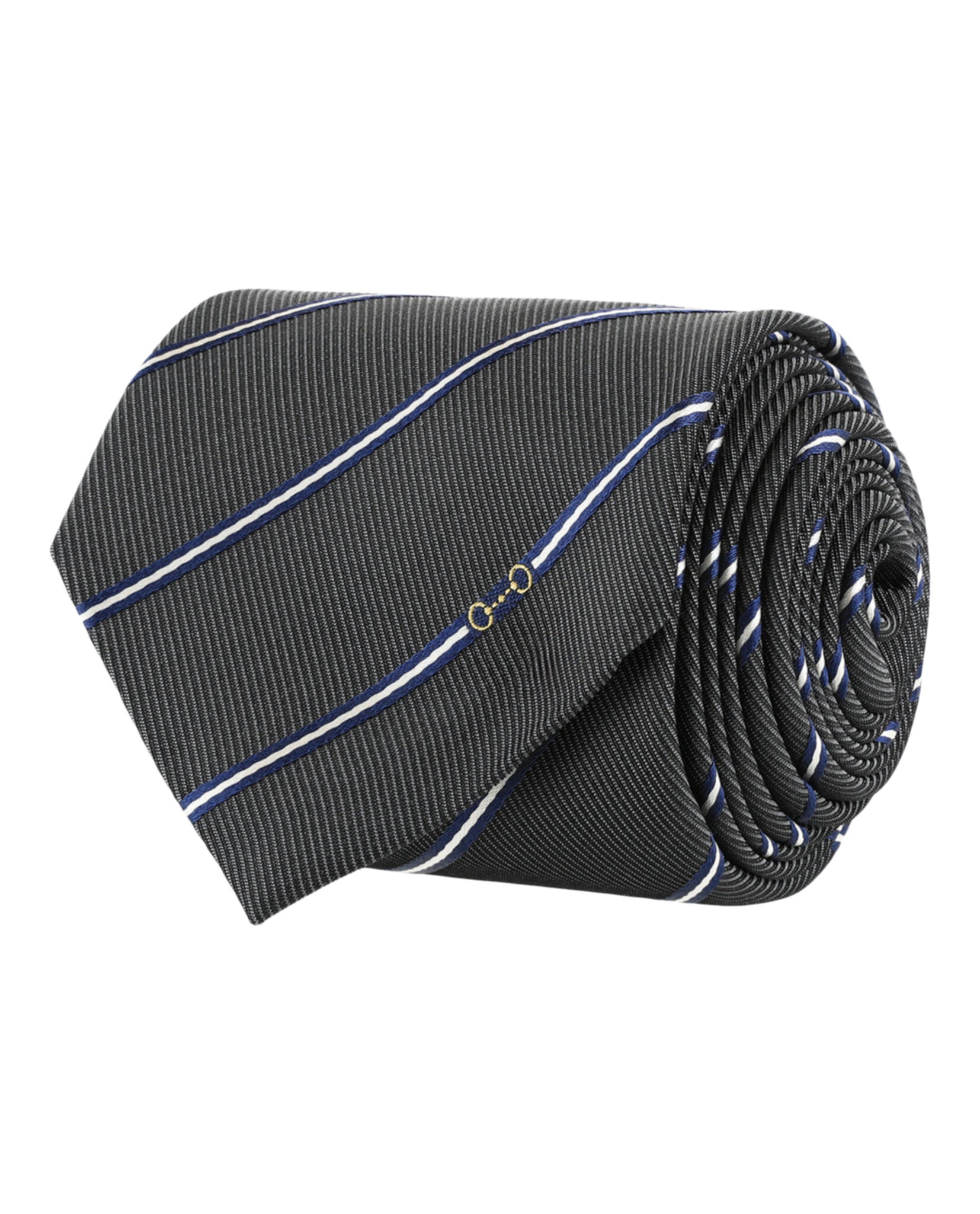 Gucci Mens Striped Horsebit Silk Jacquard Tie