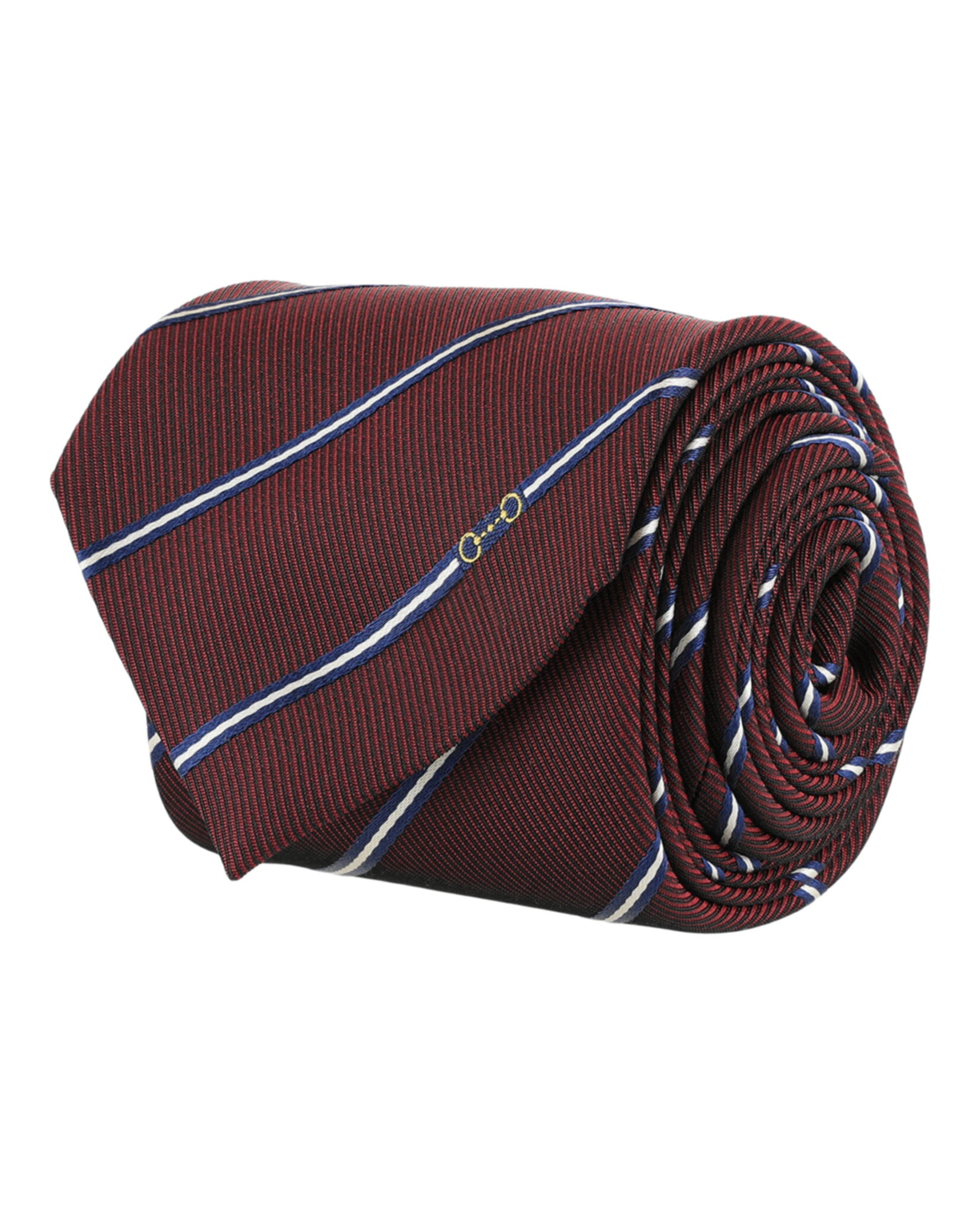 Gucci Mens Striped Horsebit Silk Jacquard Tie