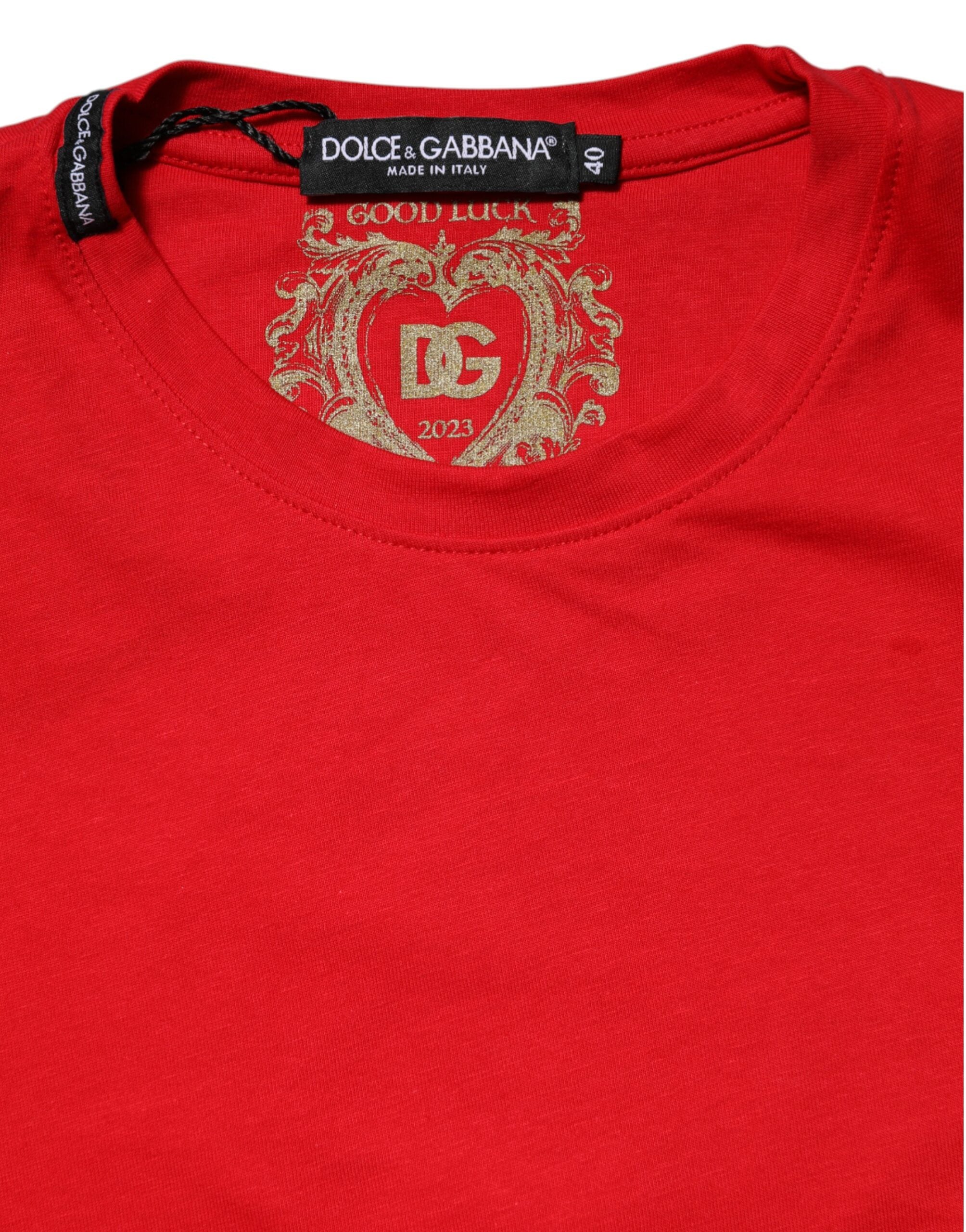 Dolce & Gabbana Dolce & Gabbana Red Cotton Crew Neck Short Sleeves Top Women's T-shirt