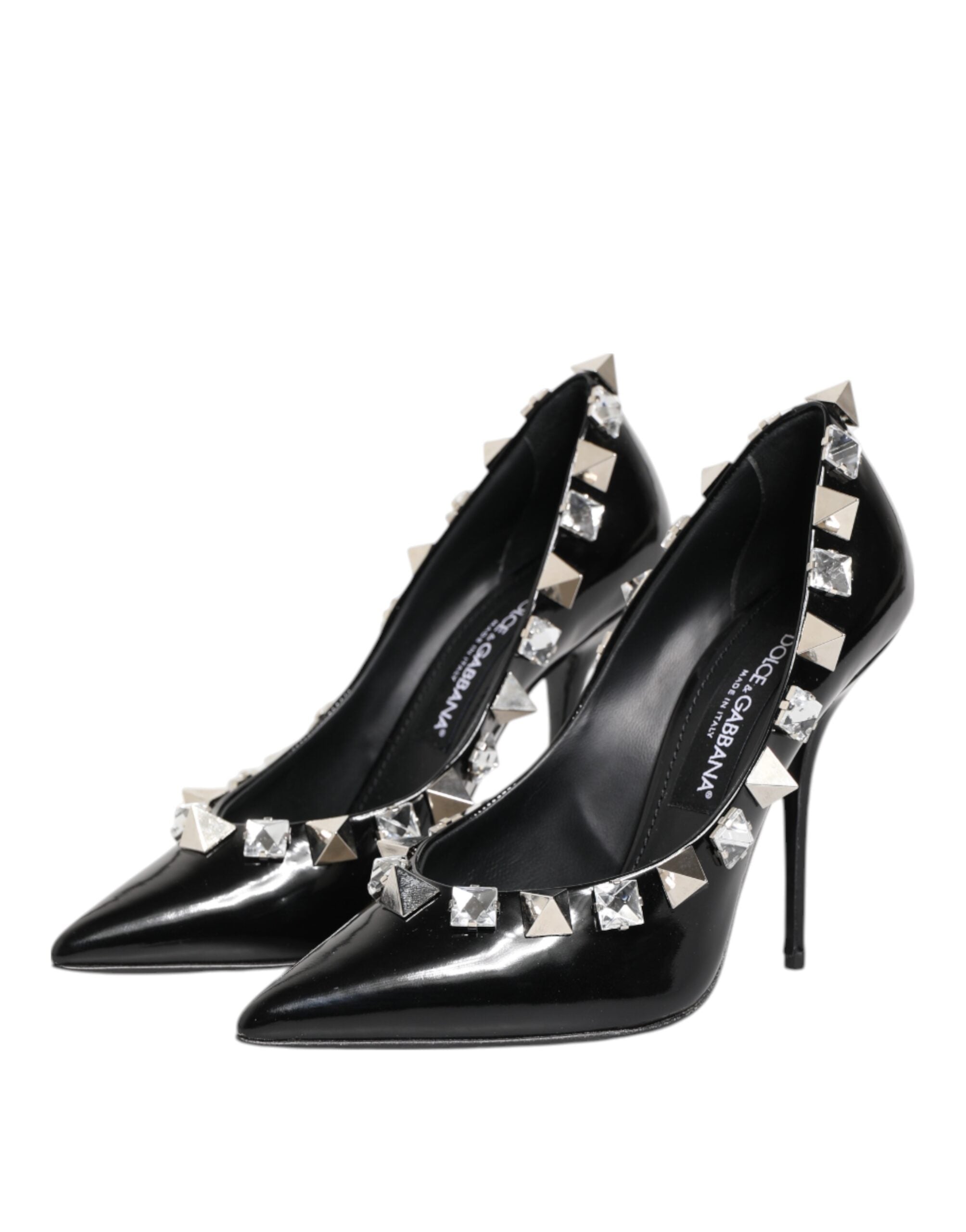 Dolce & Gabbana Dolce & Gabbana Black Crystals Studs Stiletto Pumps Women's Shoes