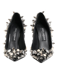 Dolce & Gabbana Dolce & Gabbana Black Crystals Studs Stiletto Pumps Women's Shoes