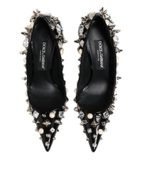 Dolce & Gabbana Dolce & Gabbana Black Crystals Studs Stiletto Pumps Women's Shoes
