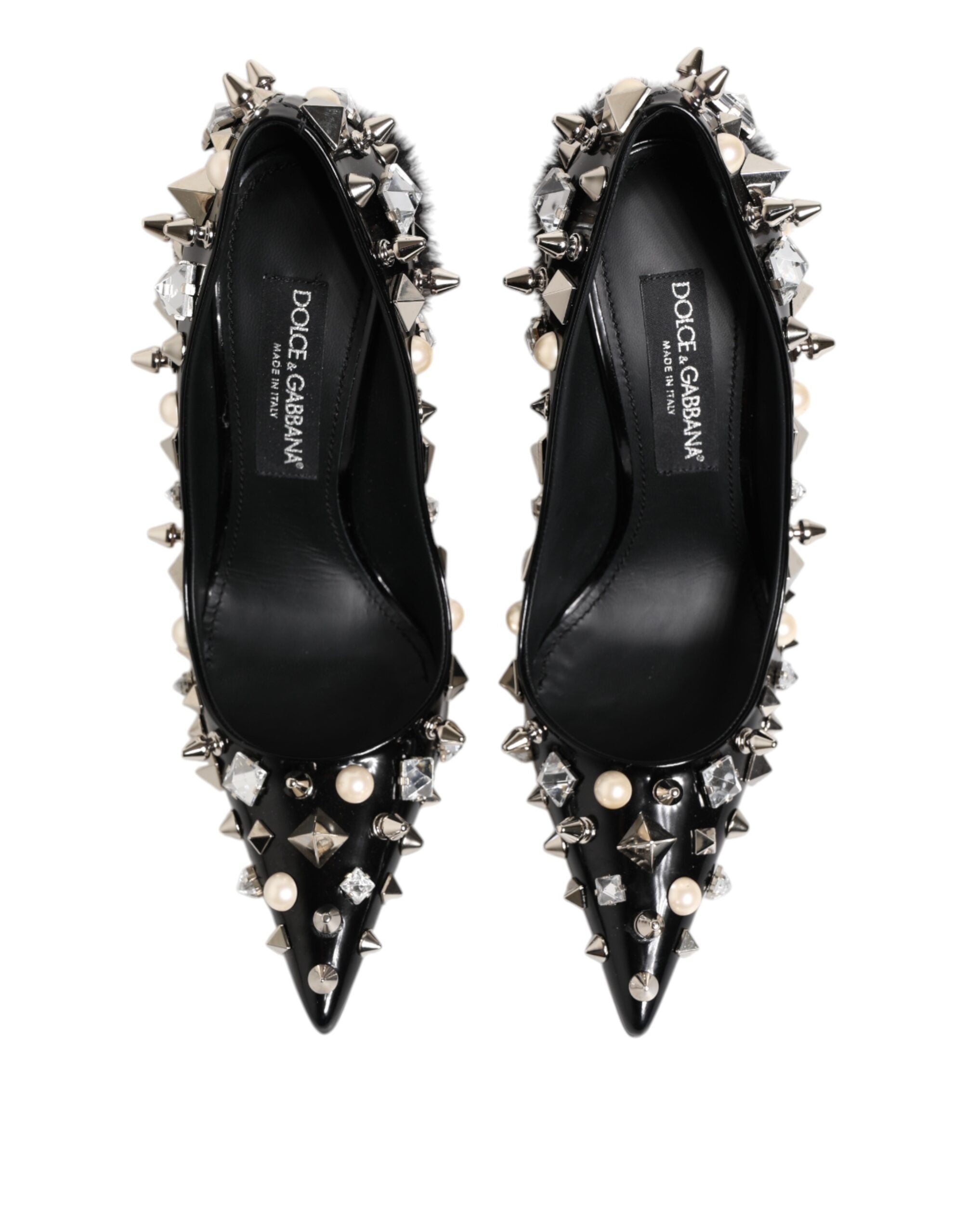 Dolce & Gabbana Dolce & Gabbana Black Crystals Studs Stiletto Pumps Women's Shoes