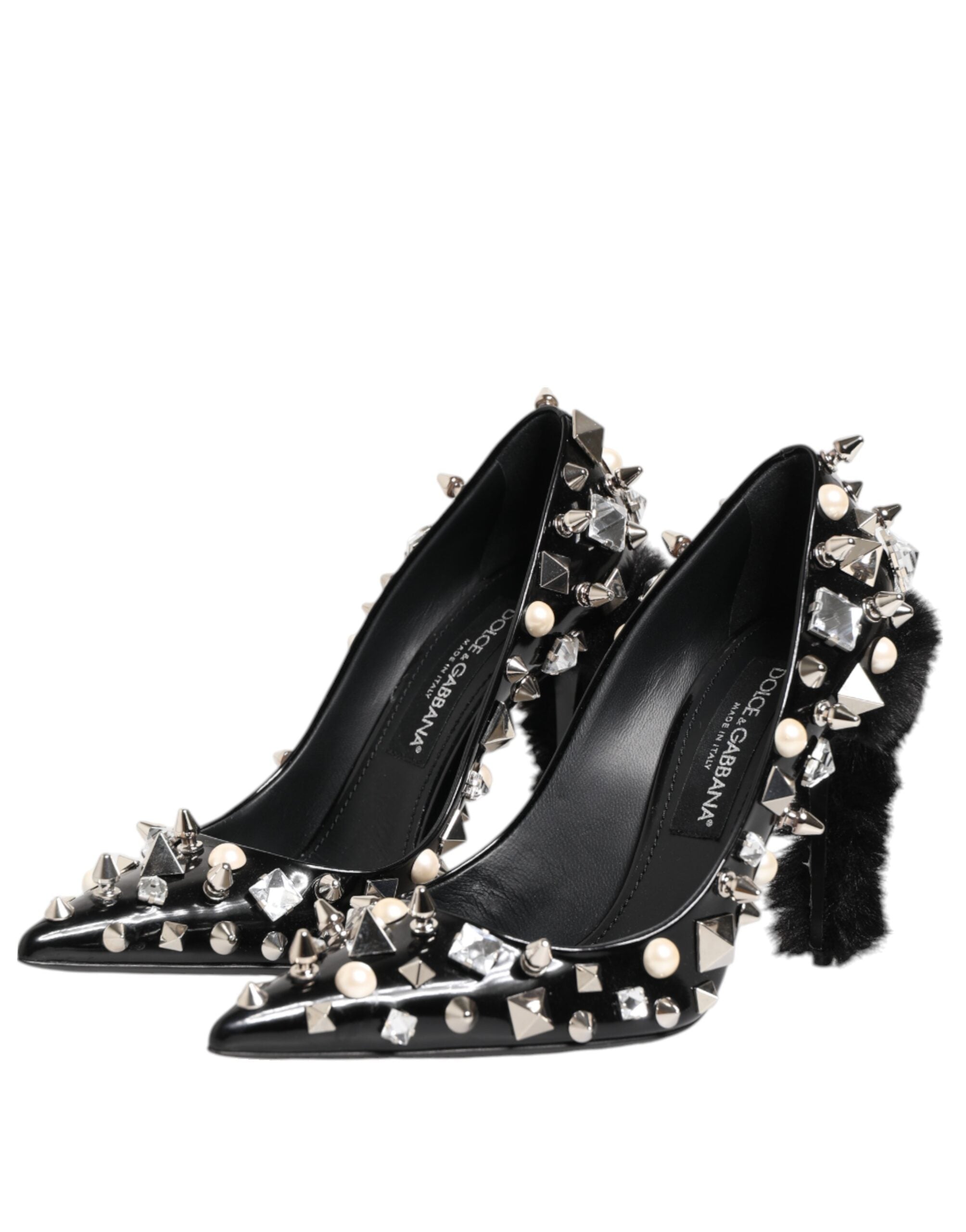 Dolce & Gabbana Dolce & Gabbana Black Crystals Studs Stiletto Pumps Women's Shoes