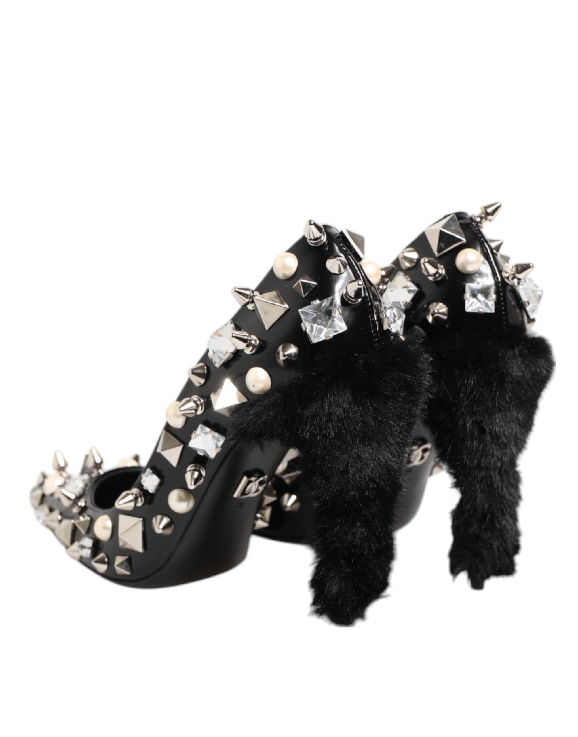 Dolce & Gabbana Dolce & Gabbana Black Crystals Studs Stiletto Pumps Women's Shoes