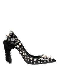 Dolce & Gabbana Dolce & Gabbana Black Crystals Studs Stiletto Pumps Women's Shoes