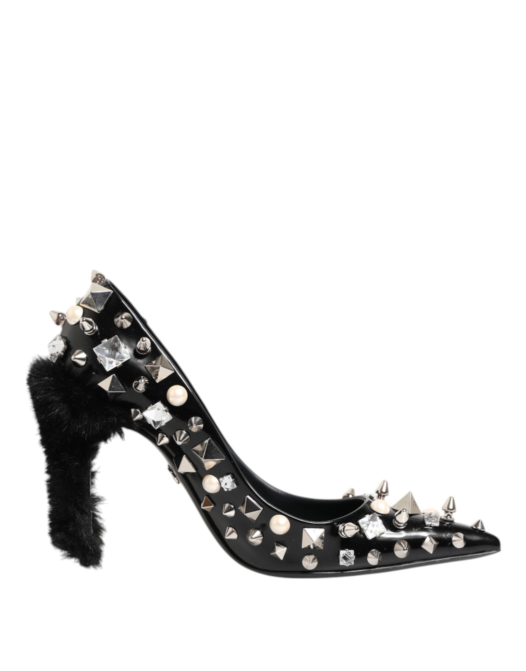 Dolce & Gabbana Dolce & Gabbana Black Crystals Studs Stiletto Pumps Women's Shoes