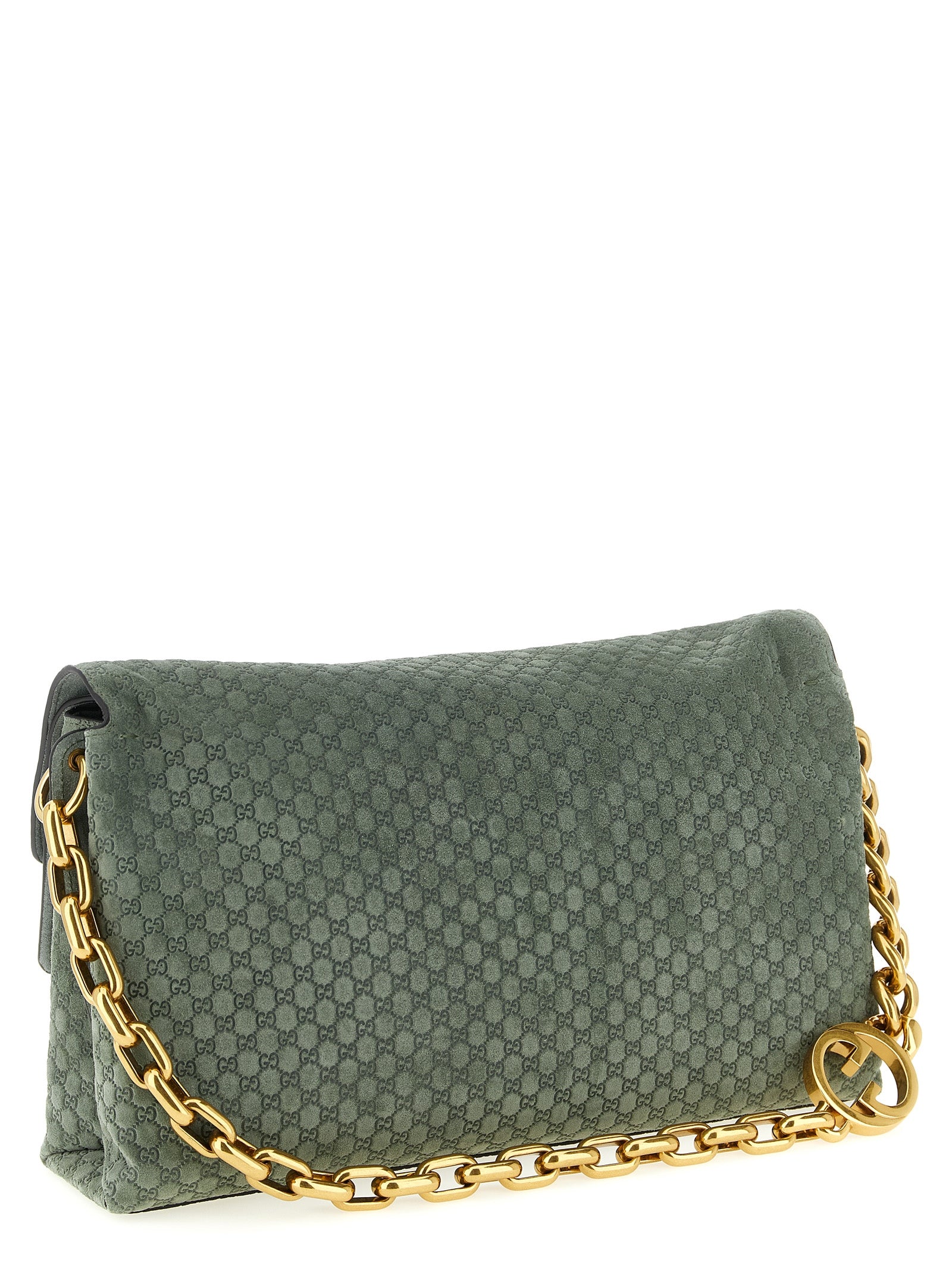 Gucci Women Gg Large Suede Shoulder Bag
