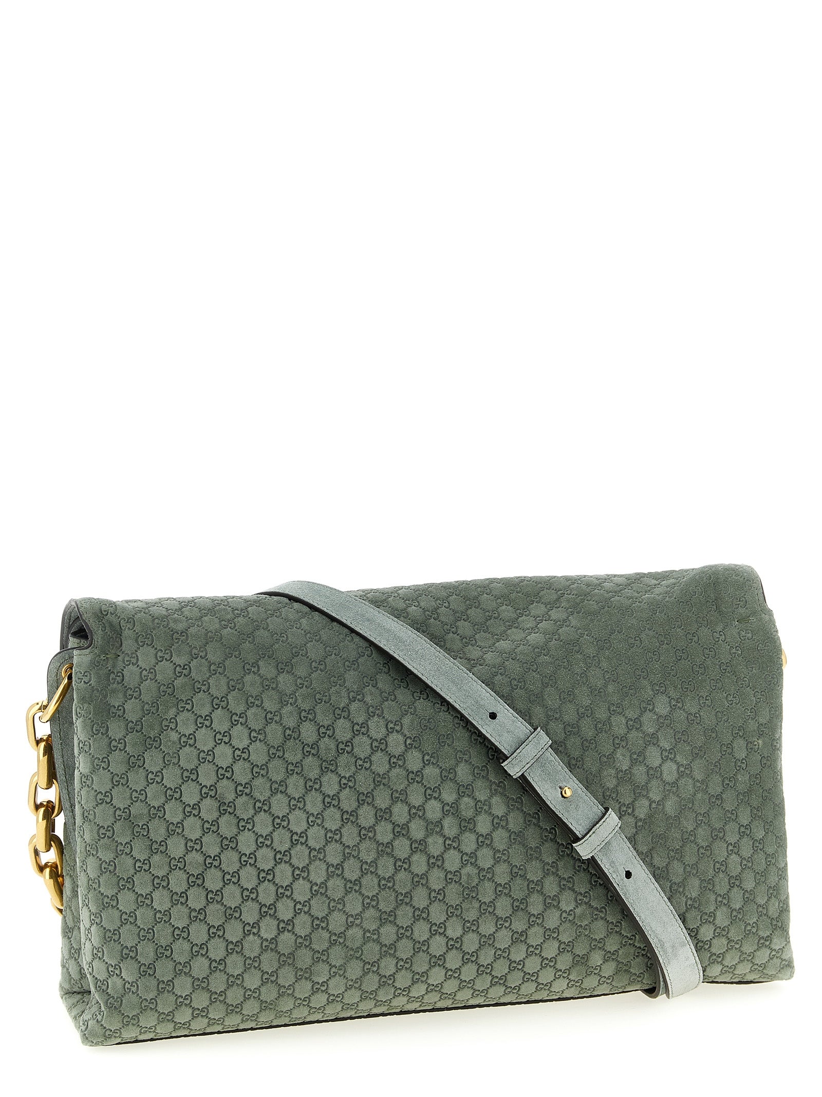Gucci Women Gg Large Suede Shoulder Bag