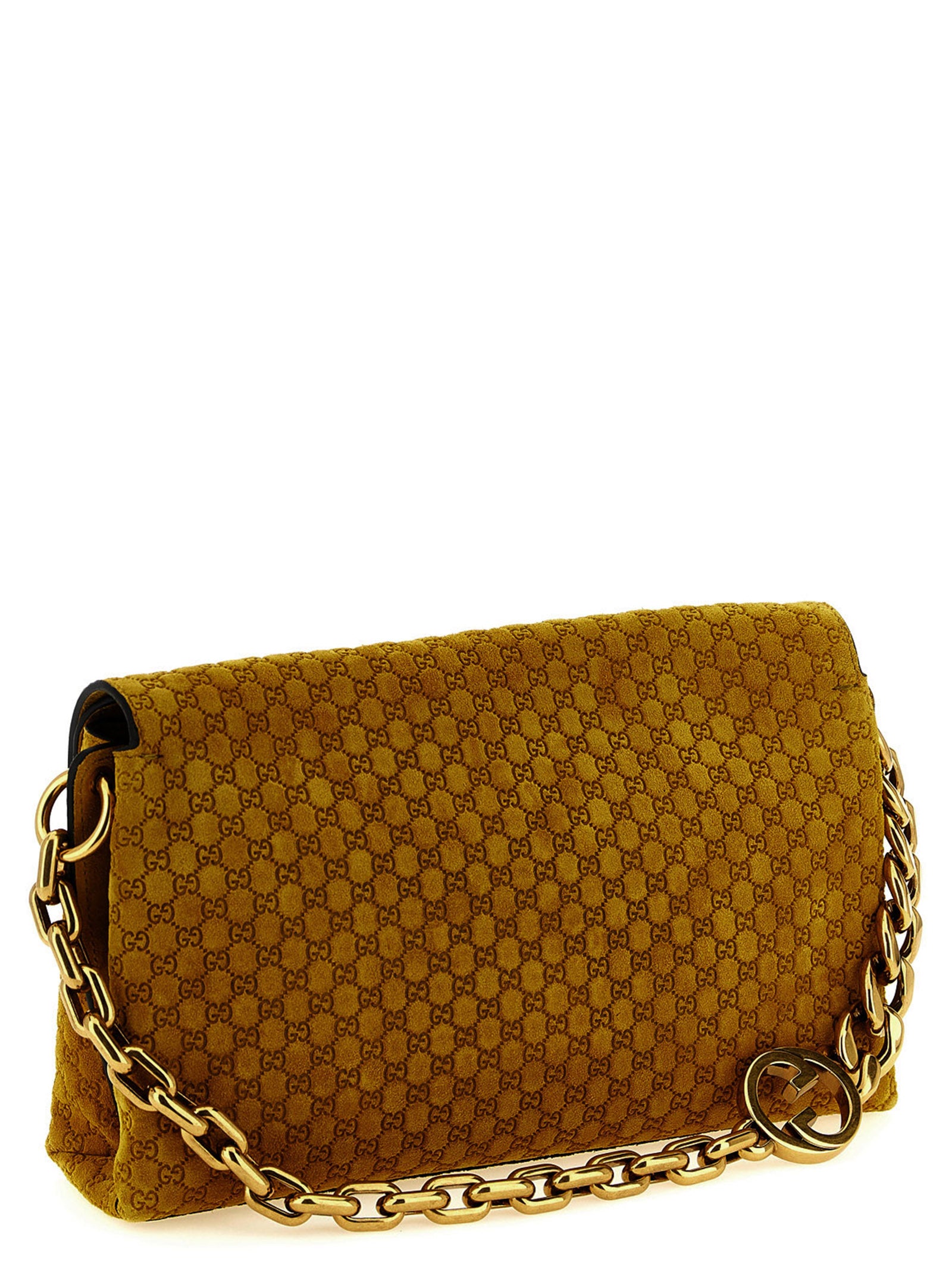 Gucci Women Gg Medium Suede Shoulder Bag