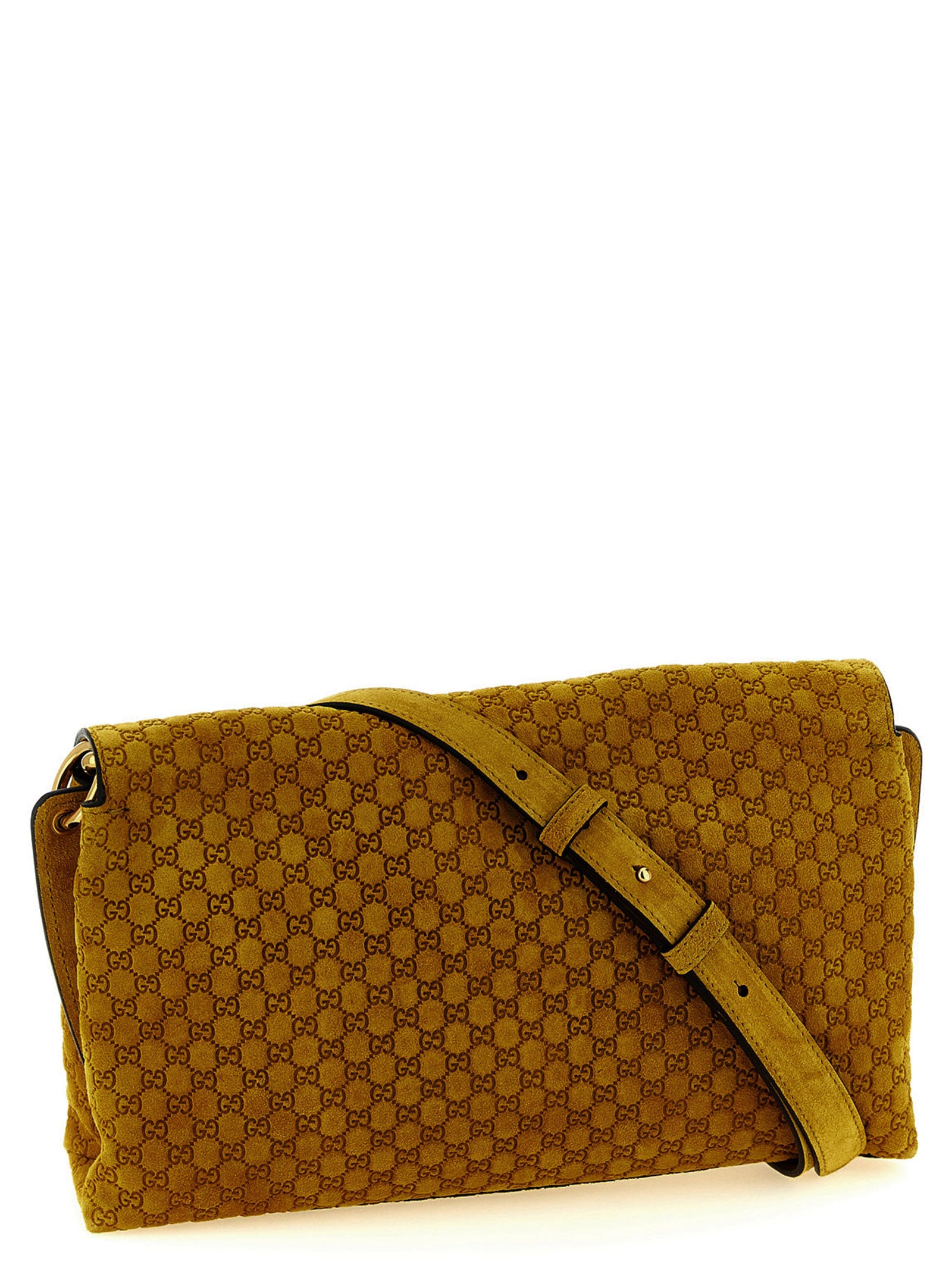 Gucci Women Gg Medium Suede Shoulder Bag