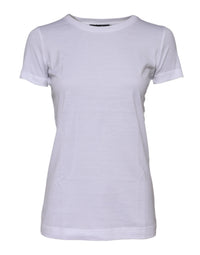 Dolce & Gabbana White Cotton Crew Neck Short Sleeves Women's T-shirt