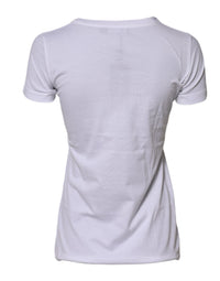 Dolce & Gabbana White Cotton Crew Neck Short Sleeves Women's T-shirt