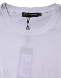 Dolce & Gabbana White Cotton Crew Neck Short Sleeves Women's T-shirt