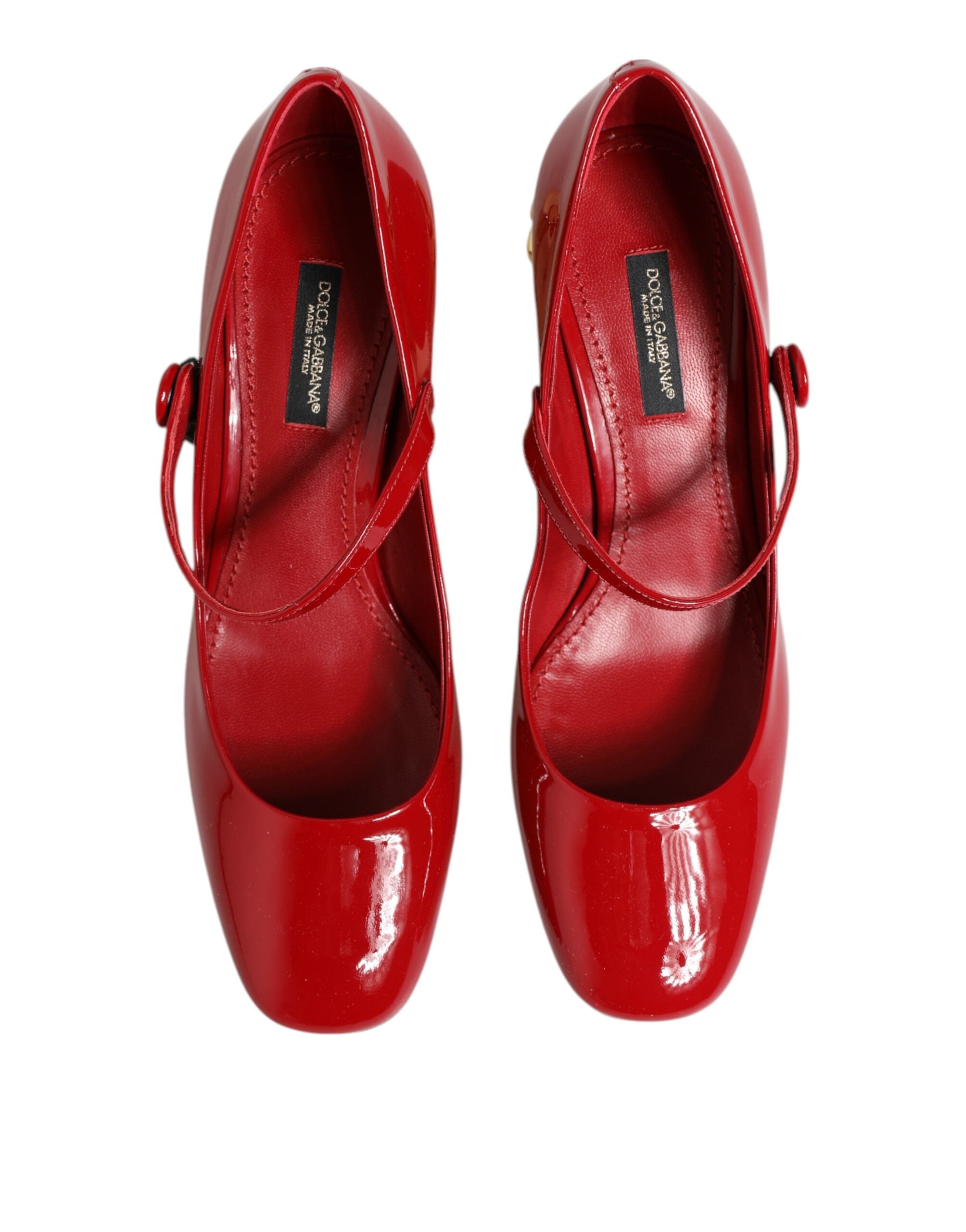 Dolce & Gabbana Dolce & Gabbana Red Leather DG Logo Heels Sandals Women's Shoes