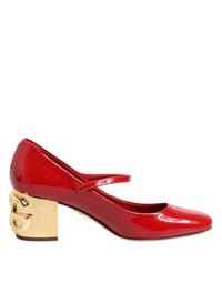 Dolce & Gabbana Dolce & Gabbana Red Leather DG Logo Heels Sandals Women's Shoes