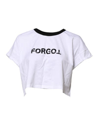 Dolce & Gabbana White Cotton Crew Neck Cropped Top Women's T-shirt