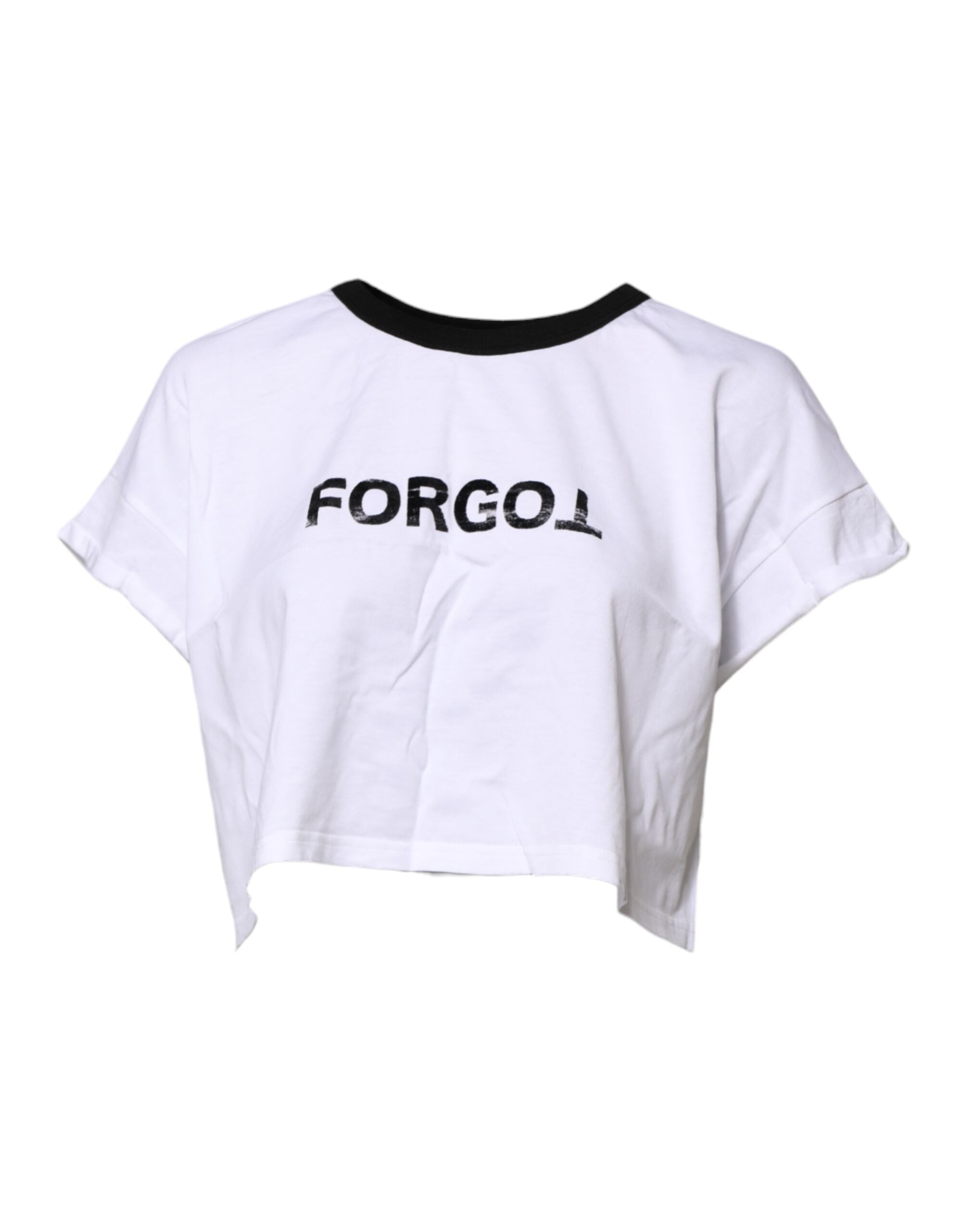 Dolce & Gabbana White Cotton Crew Neck Cropped Top Women's T-shirt