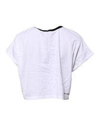 Dolce & Gabbana White Cotton Crew Neck Cropped Top Women's T-shirt