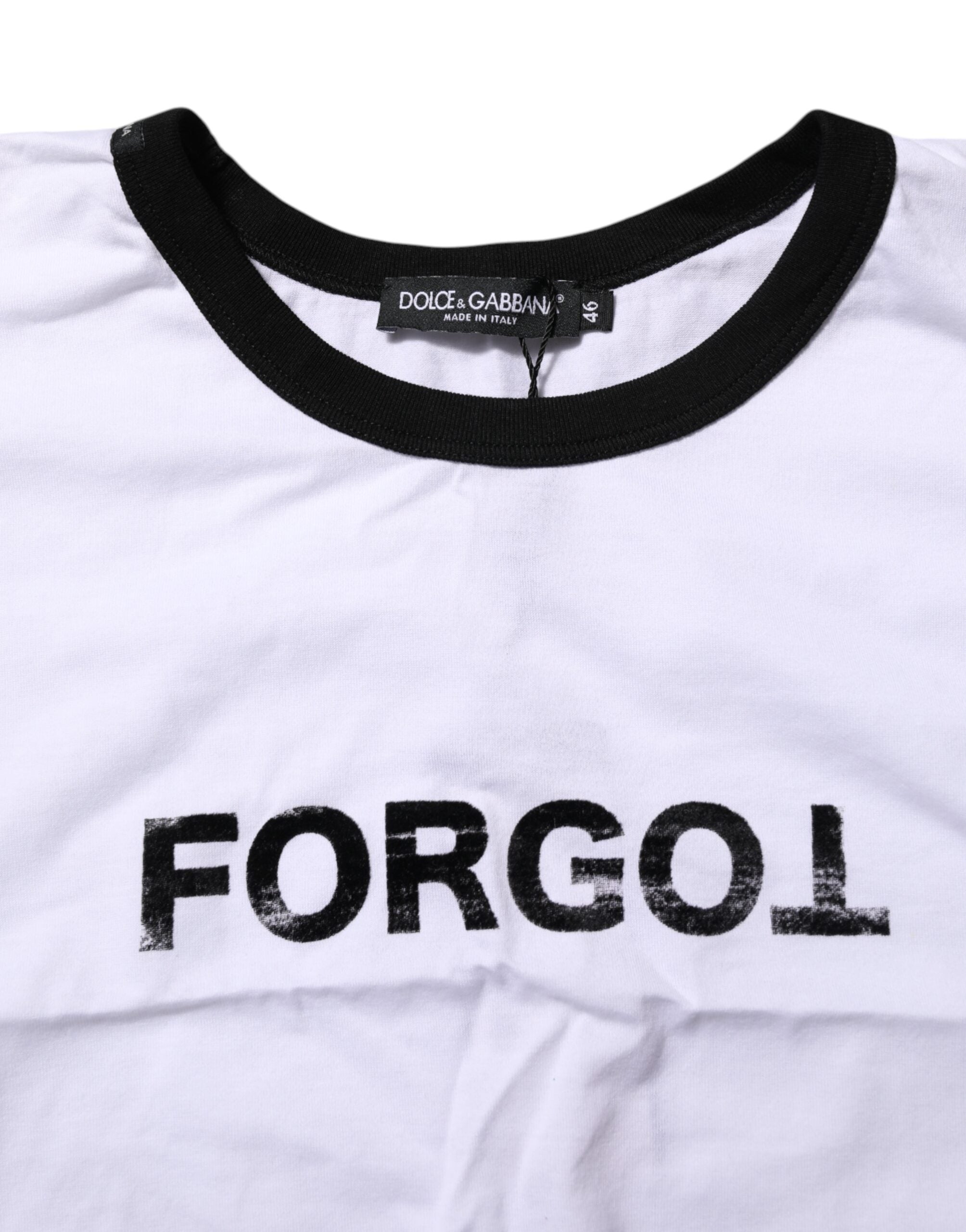 Dolce & Gabbana White Cotton Crew Neck Cropped Top Women's T-shirt