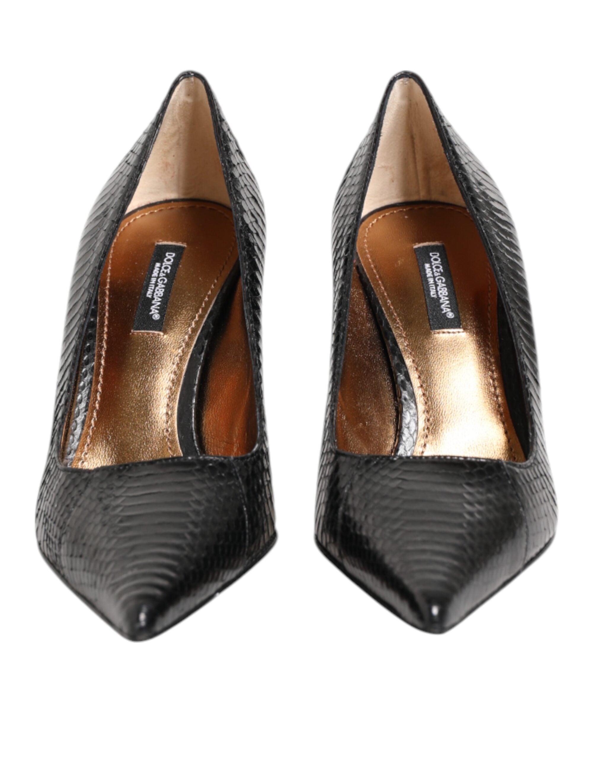 Dolce & Gabbana Dolce & Gabbana Black Exotic Leather Stiletto Pumps Women's Shoes