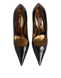 Dolce & Gabbana Dolce & Gabbana Black Exotic Leather Stiletto Pumps Women's Shoes