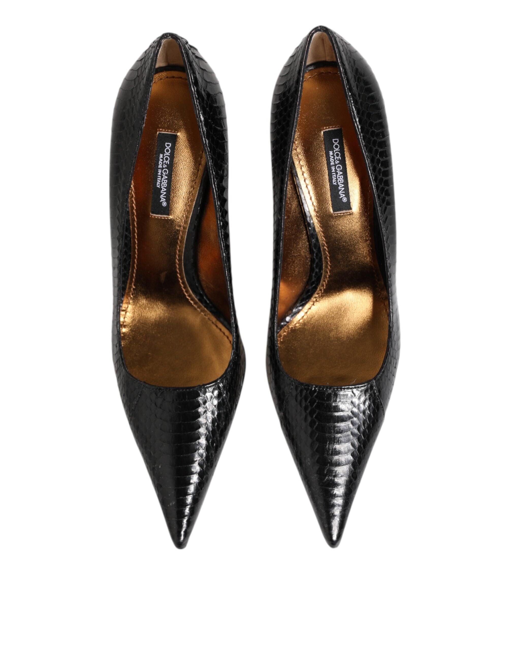 Dolce & Gabbana Dolce & Gabbana Black Exotic Leather Stiletto Pumps Women's Shoes