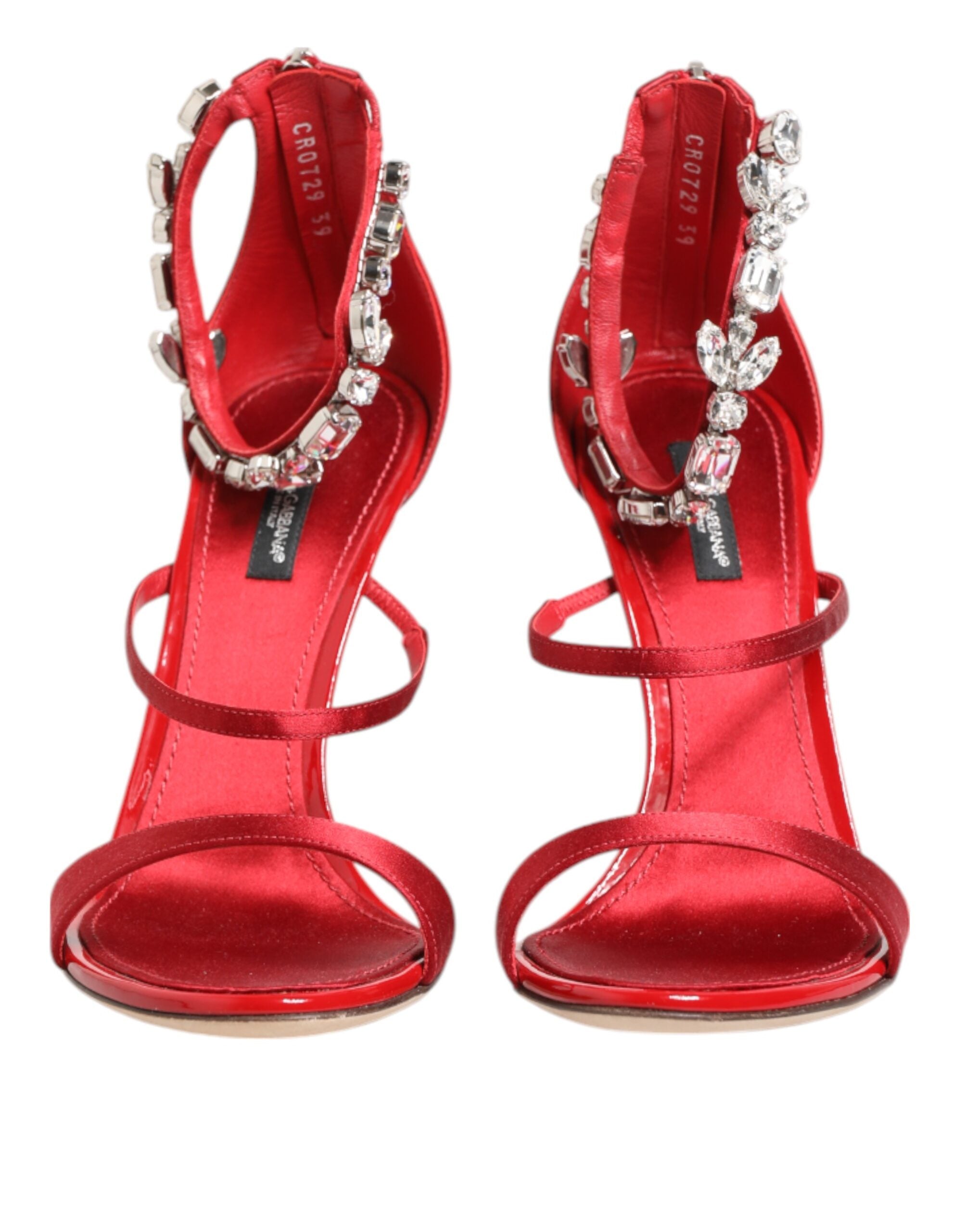 Dolce & Gabbana Dolce & Gabbana Red Satin Crystals Keira Sandals Heels Women's Shoes