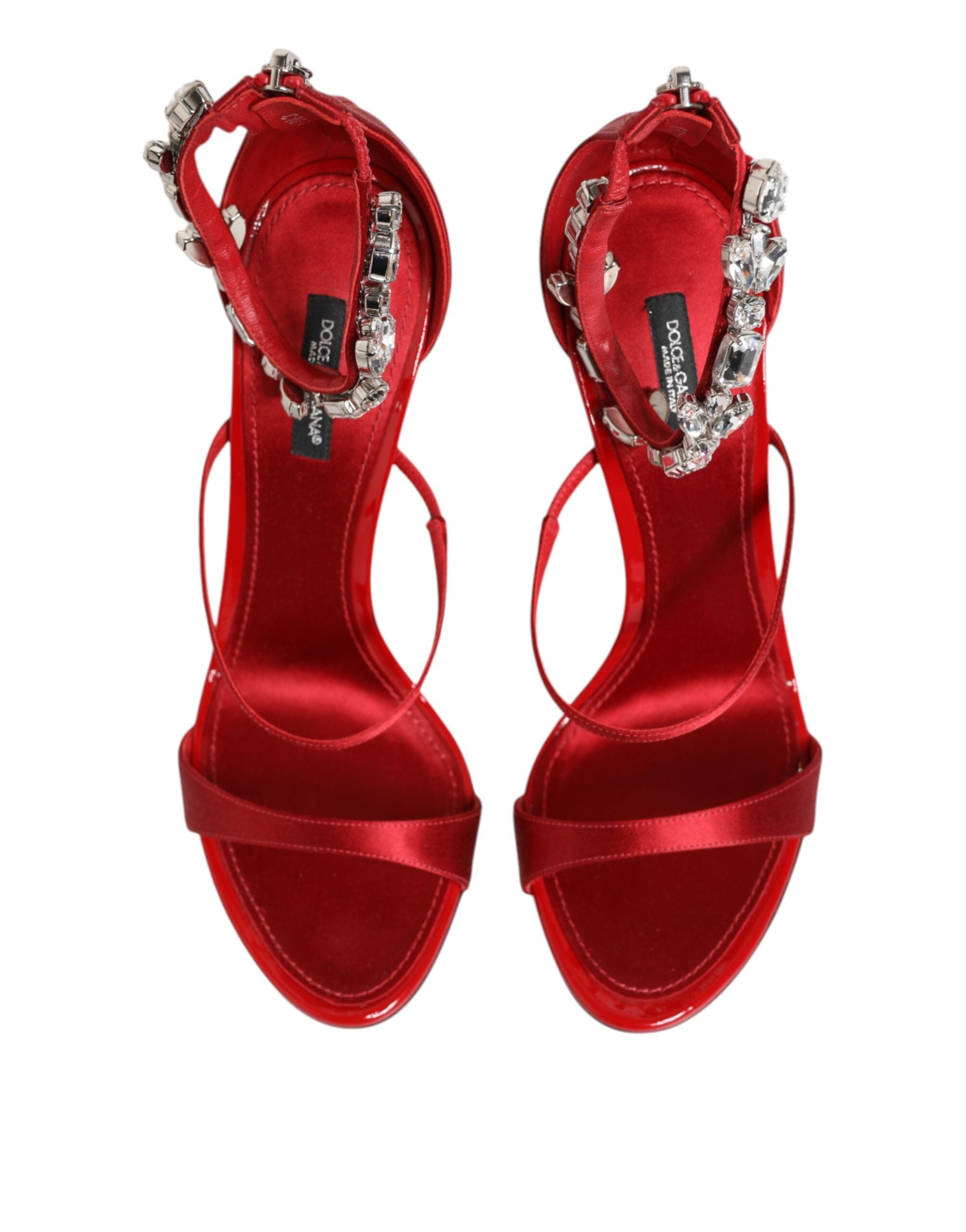 Dolce & Gabbana Dolce & Gabbana Red Satin Crystals Keira Sandals Heels Women's Shoes