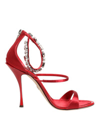 Dolce & Gabbana Dolce & Gabbana Red Satin Crystals Keira Sandals Heels Women's Shoes