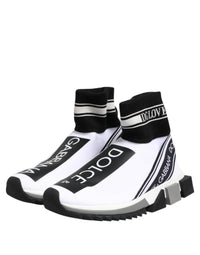 Dolce & Gabbana Dolce & Gabbana White Black Sorrento Socks Sneakers Women's Shoes