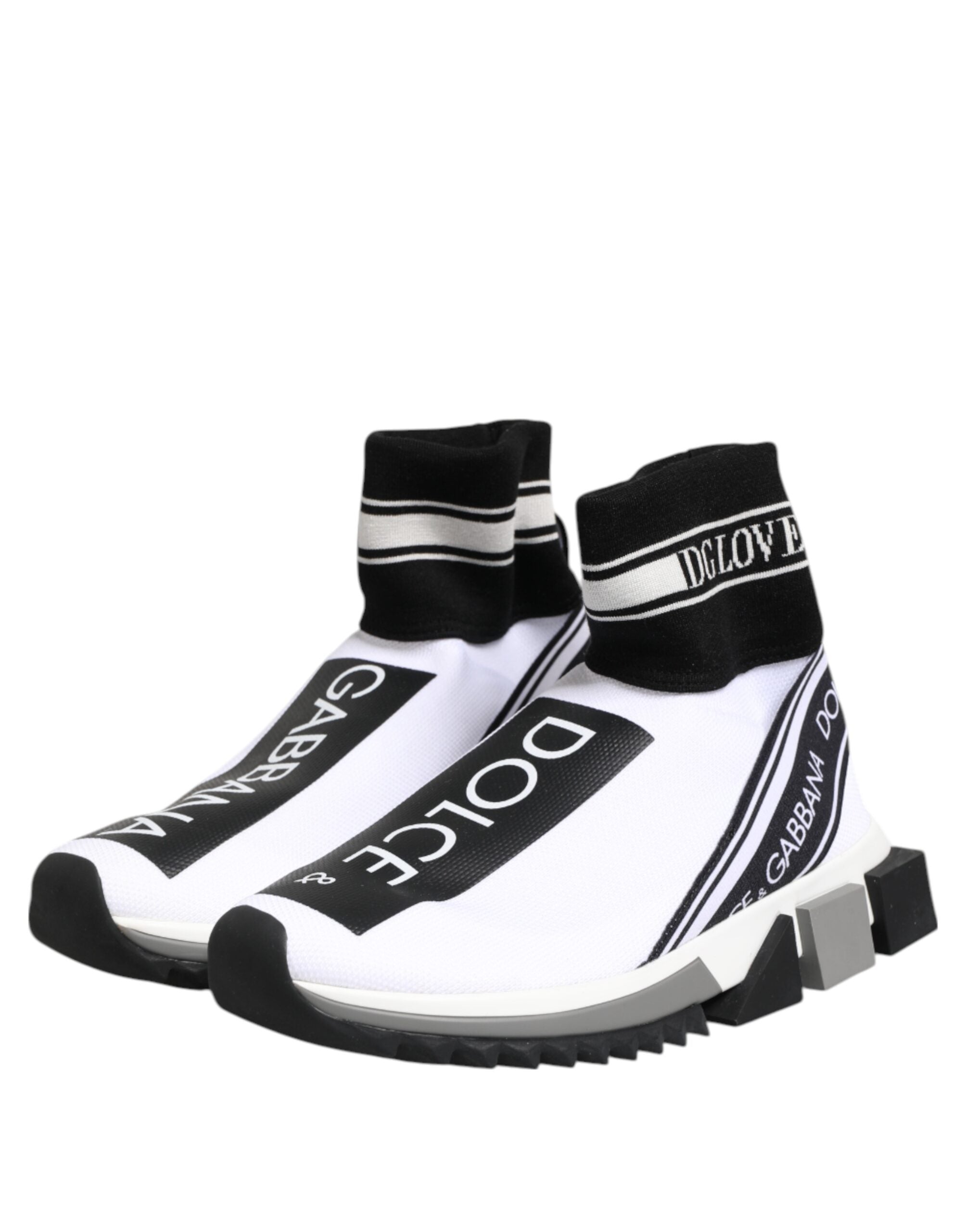 Dolce & Gabbana Dolce & Gabbana White Black Sorrento Socks Sneakers Women's Shoes