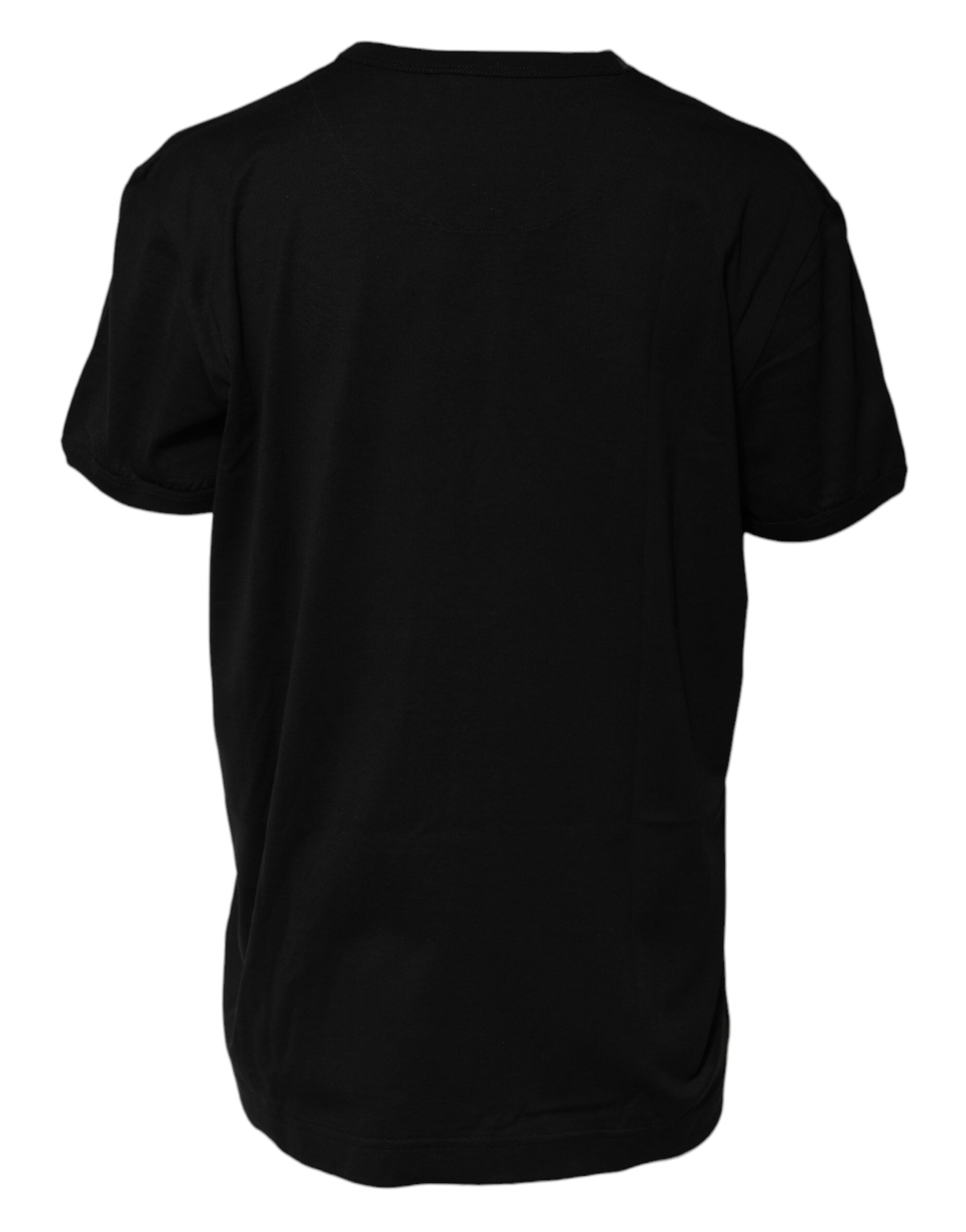 Dolce & Gabbana Black Cotton Goodluck Tee Crew Neck Women's T-shirt