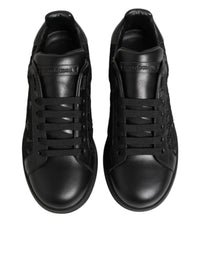 Dolce & Gabbana Black Floral Lace Low Top Sneakers Women's Shoes