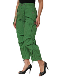 Dolce & Gabbana Green Cotton High Waist Cargo Trouser Women's Pants