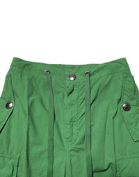 Dolce & Gabbana Green Cotton High Waist Cargo Trouser Women's Pants