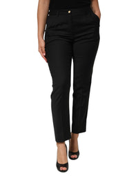 Dolce & Gabbana Black Polyester Tapered Women Trouser Women's Pants