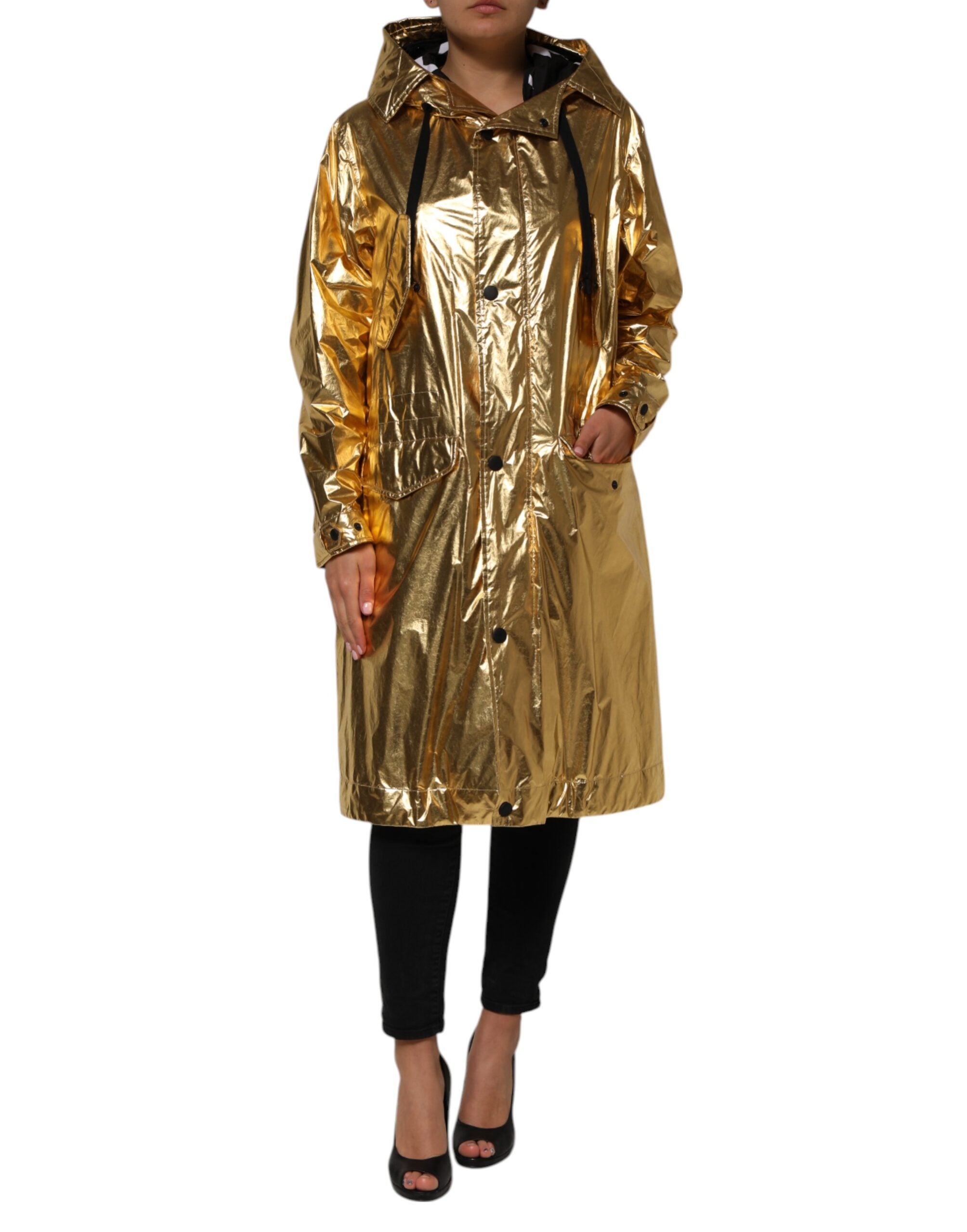 Dolce & Gabbana Dolce & Gabbana Gold Hooded Long Sleeves Trench Coat Women's Jacket