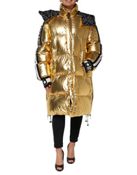 Dolce & Gabbana Dolce & Gabbana Gold Hooded Puffer Quilted Full Zip Women's Jacket