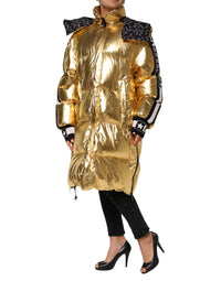Dolce & Gabbana Dolce & Gabbana Gold Hooded Puffer Quilted Full Zip Women's Jacket