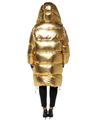 Dolce & Gabbana Dolce & Gabbana Gold Hooded Puffer Quilted Full Zip Women's Jacket