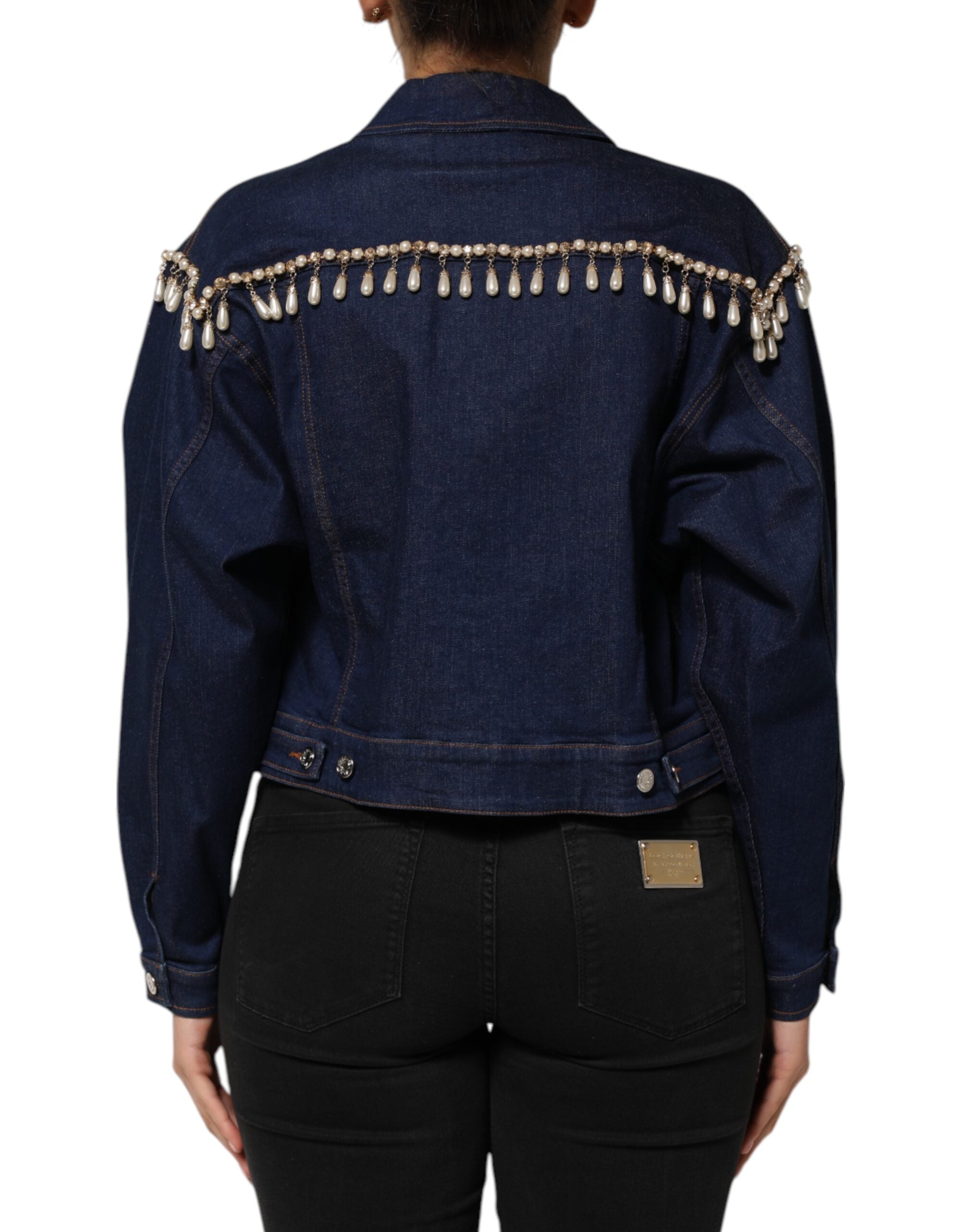 Dolce & Gabbana Dolce & Gabbana Blue Cotton Denim Crystal Embellished Women's Jacket