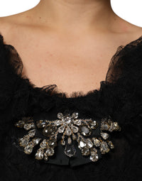 Dolce & Gabbana Dolce & Gabbana Black Crystal Embellished Midi A-line Women's Dress