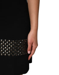 Dolce & Gabbana Black Crystal Embellished Collared Mini Women's Dress