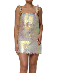 Dolce & Gabbana Multicolor Sequin Holographic Mini Women's Dress