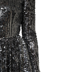 Dolce & Gabbana Black Sequined Long Sleeves Midi A-line Women's Dress