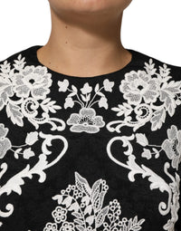 Dolce & Gabbana Black Lace Trim Short Sleeves A-line Women's Dress