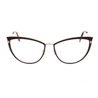 Tom Ford Eyeglasses Cat Eye Full Rim, Shiny Black/Gold Frame and Clear Blue Light Block Lens FT5877-B001