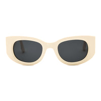 Victoria Beckham Sunglasses Oval Full Rim, Ivory Frame and Blue Lens VB654S103