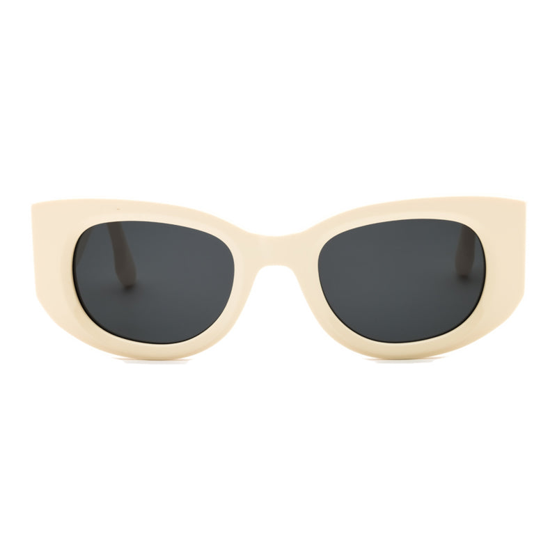 Victoria Beckham Sunglasses Oval Full Rim, Ivory Frame and Blue Lens VB654S103
